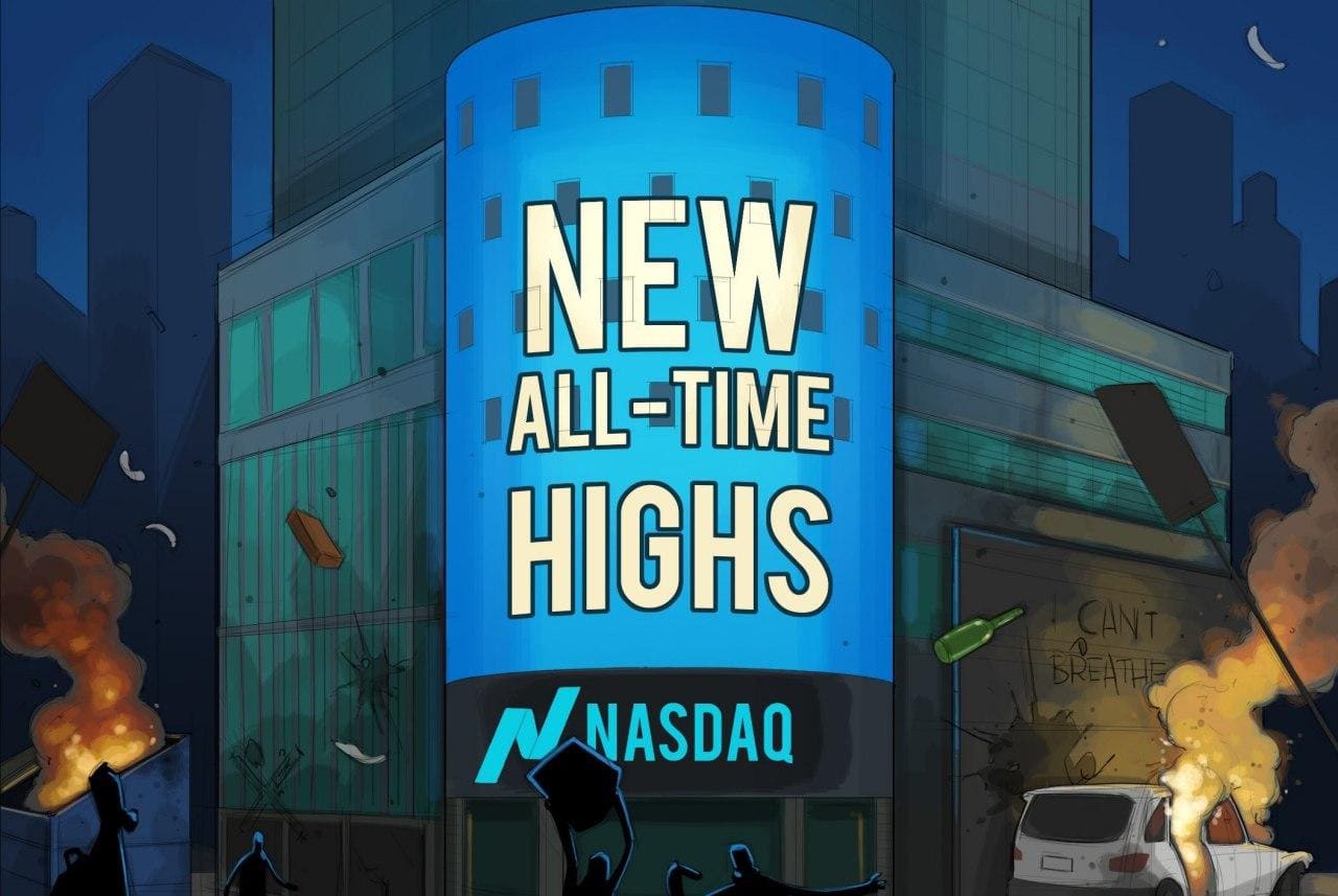 Прогноз Bloomberg, переворот в Bitmain, Талеб удалил аккаунт Coinbase и новый пузырь на NASDAQ (Итоги 5 июня). Заглавный коллаж новости.