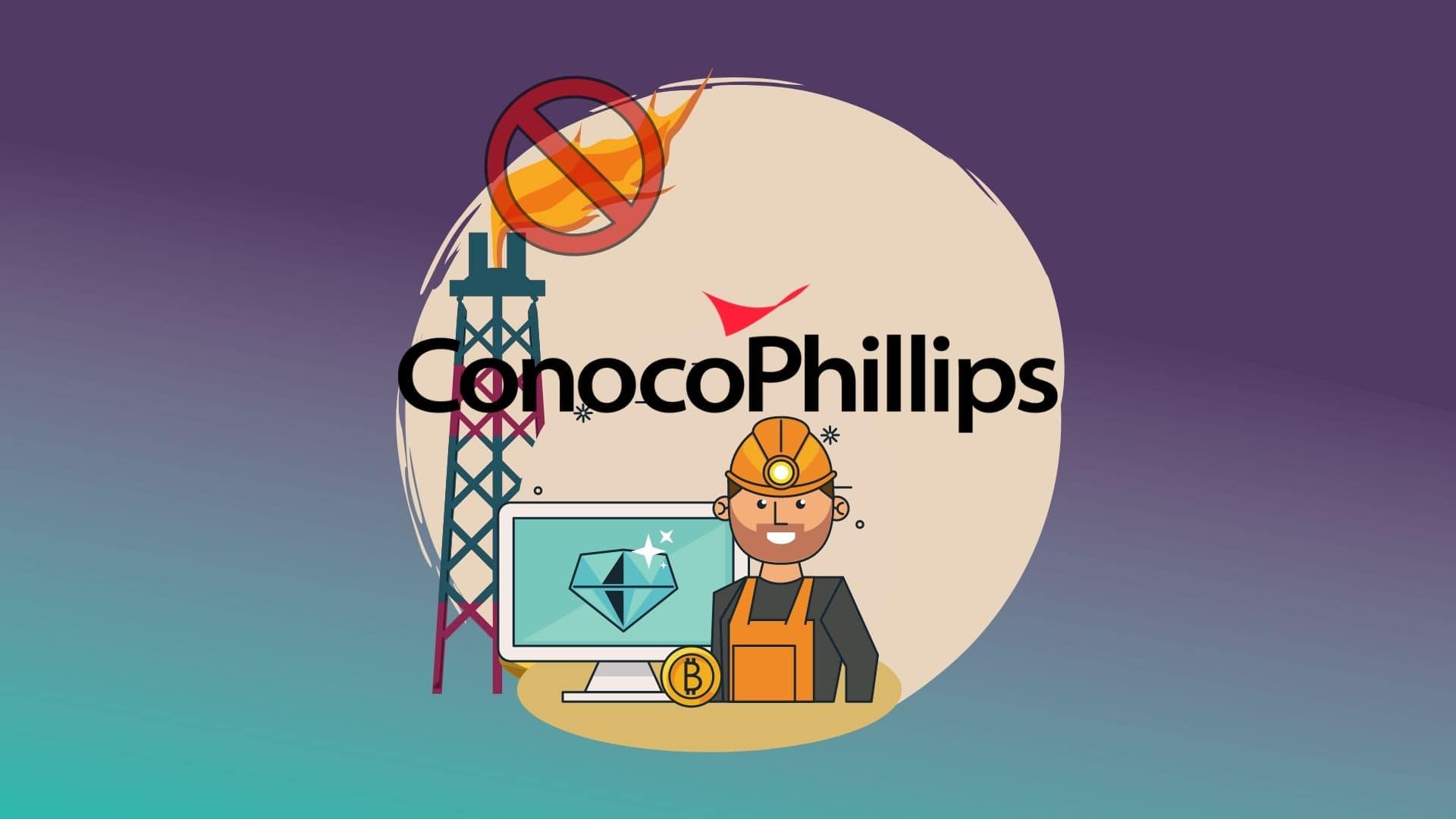 ConocoPhillips продает излишки газа майнерам. Заглавный коллаж новости.