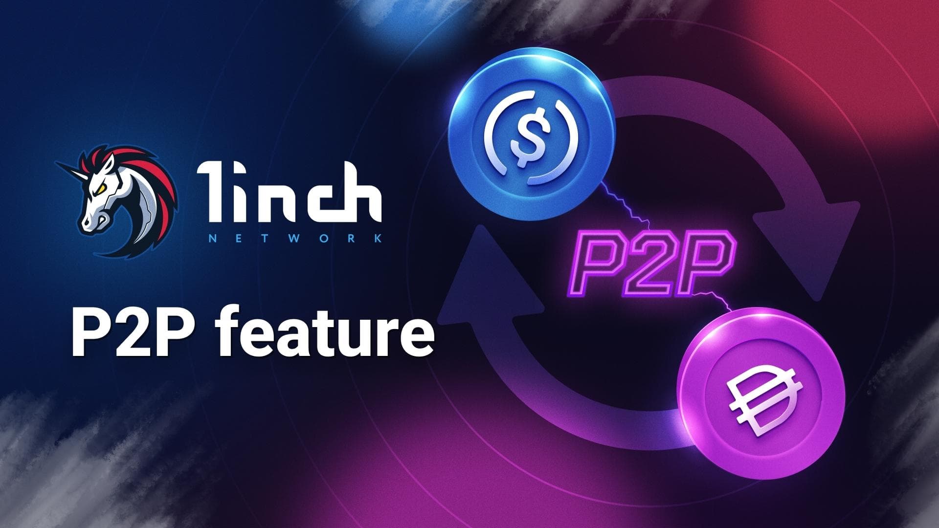 1inch добавляет P2P-ордера. Заглавный коллаж новости.