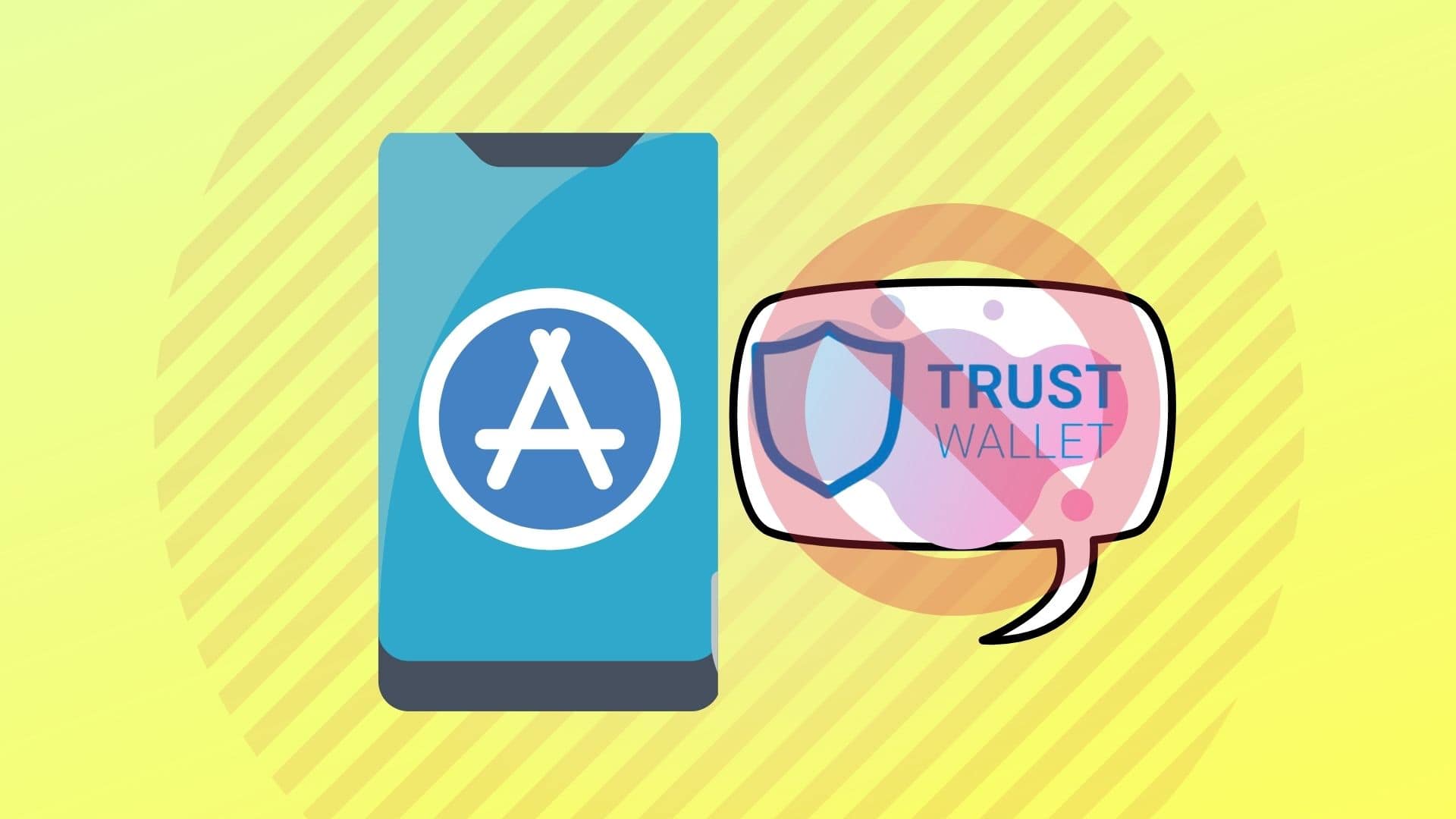 AppStore удалил самый популярный криптокошелек Trust Wallet. Заглавный коллаж новости.