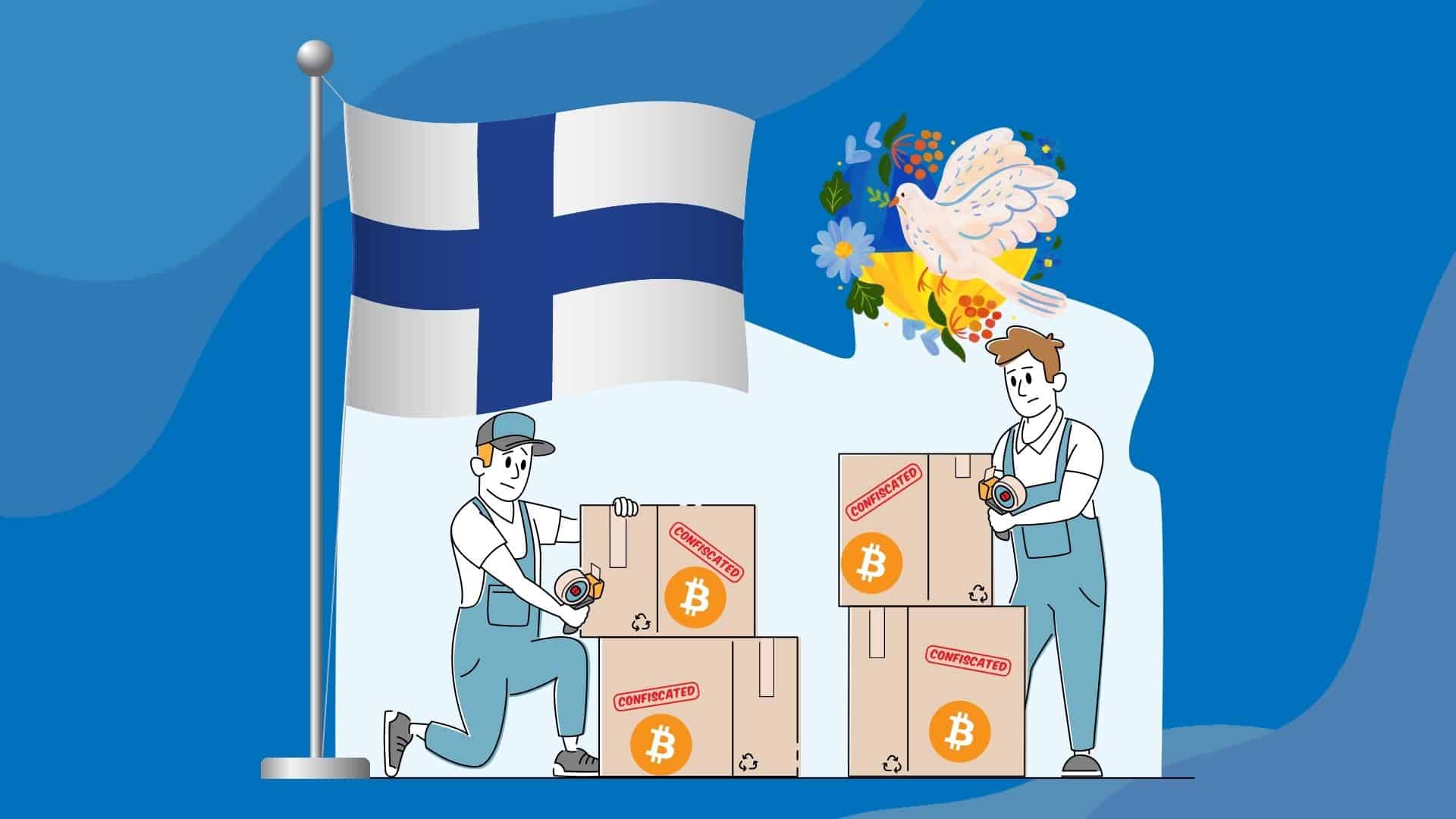 Финляндия передаст Украине большую часть конфискованной криптовалюты. Заглавный коллаж новости.