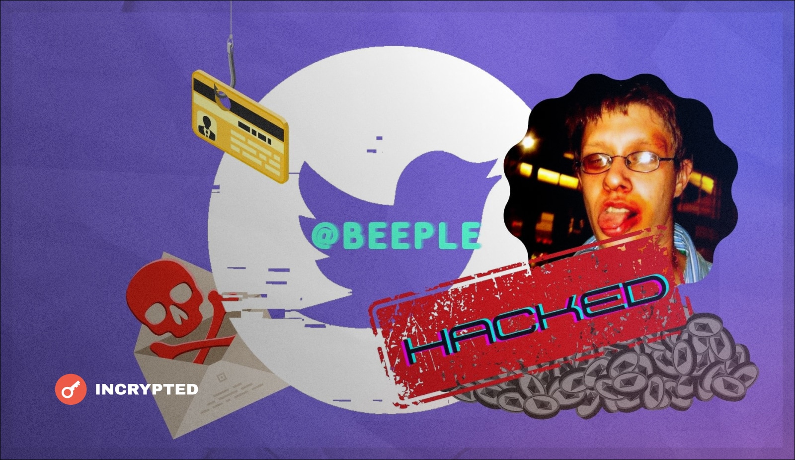 Хакеры взломали аккаунт Beeple и обманули фанатов на $440 тыс.. Заглавный коллаж новости.