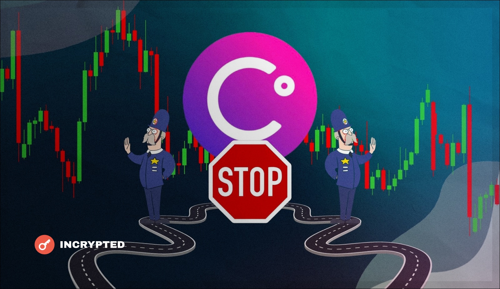 Celsius блокирует снятия в связи с «экстремальной рыночной ситуацией». Заглавный коллаж новости.