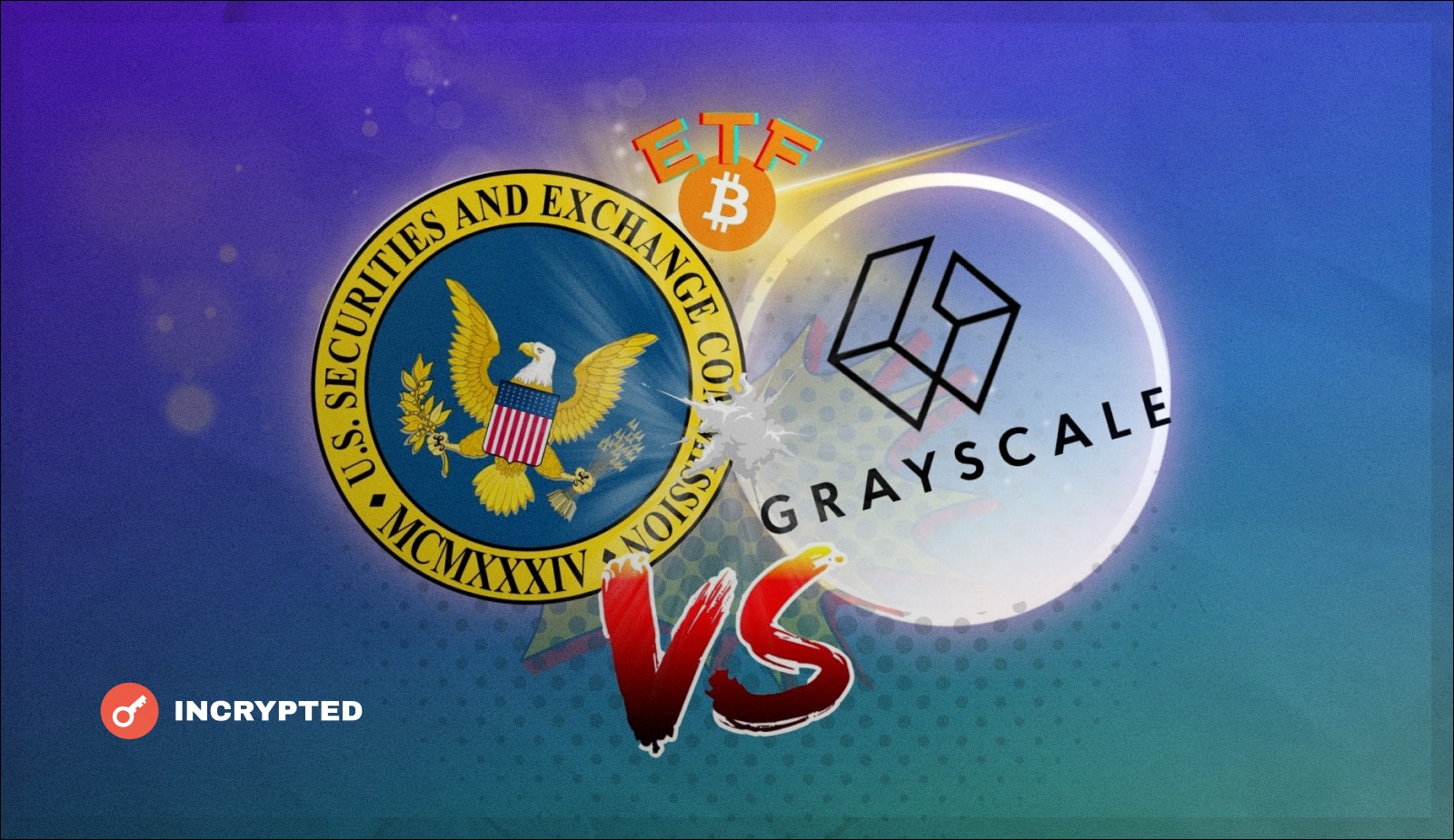 Grayscale оспаривает отказ SEC по спотовому биткоин-ETF. Заглавный коллаж новости.