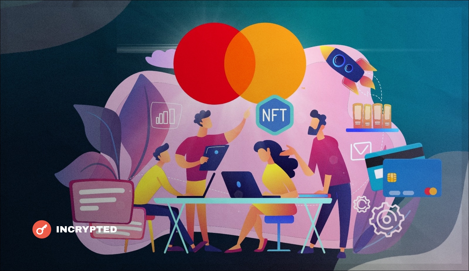 Mastercard становится партнером 7 крупнейших NFT-маркетплейсов. Заглавный коллаж новости.