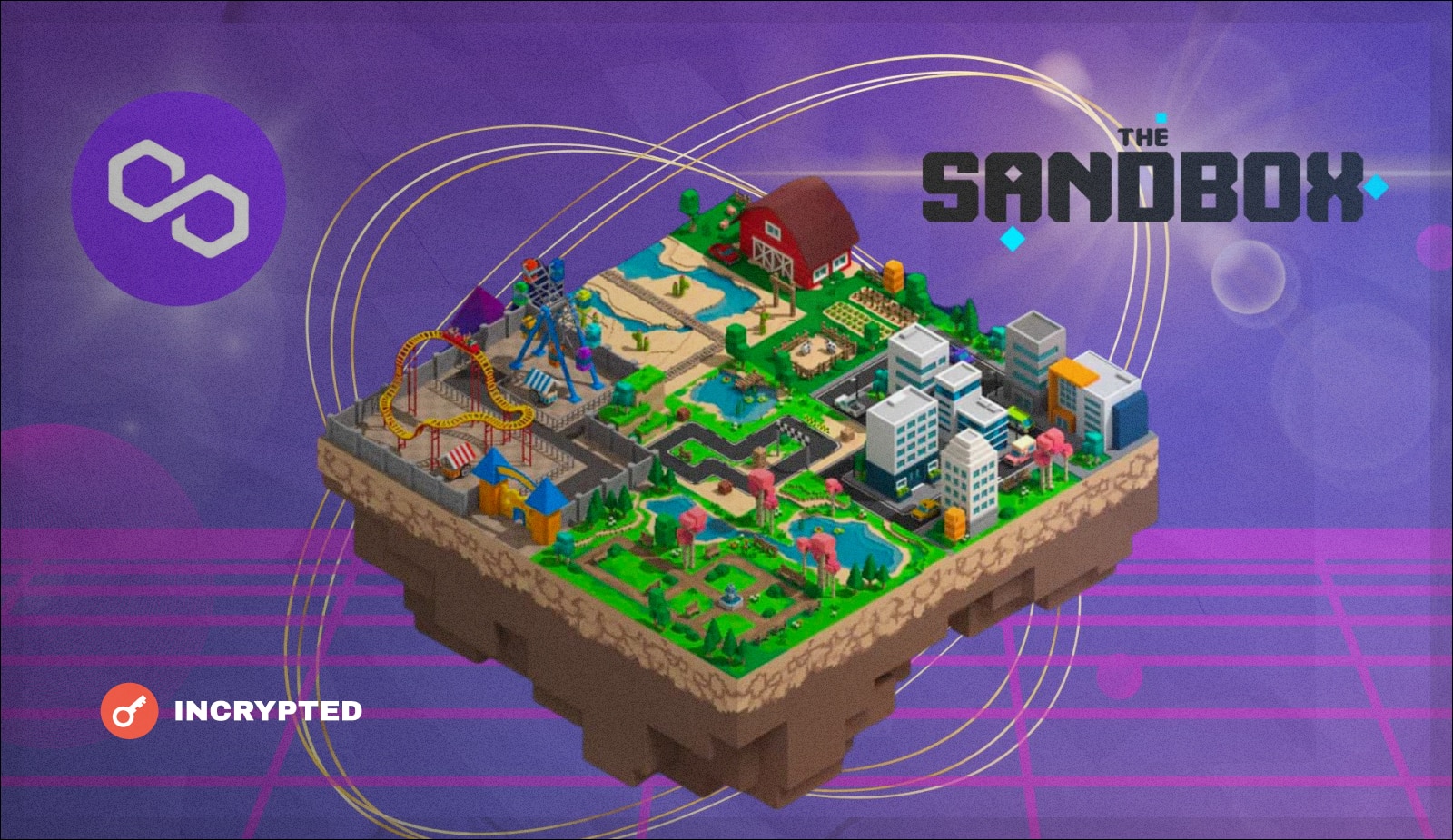 The Sandbox завершила развертывание LAND в экосистеме Polygon. Заглавный коллаж новости.