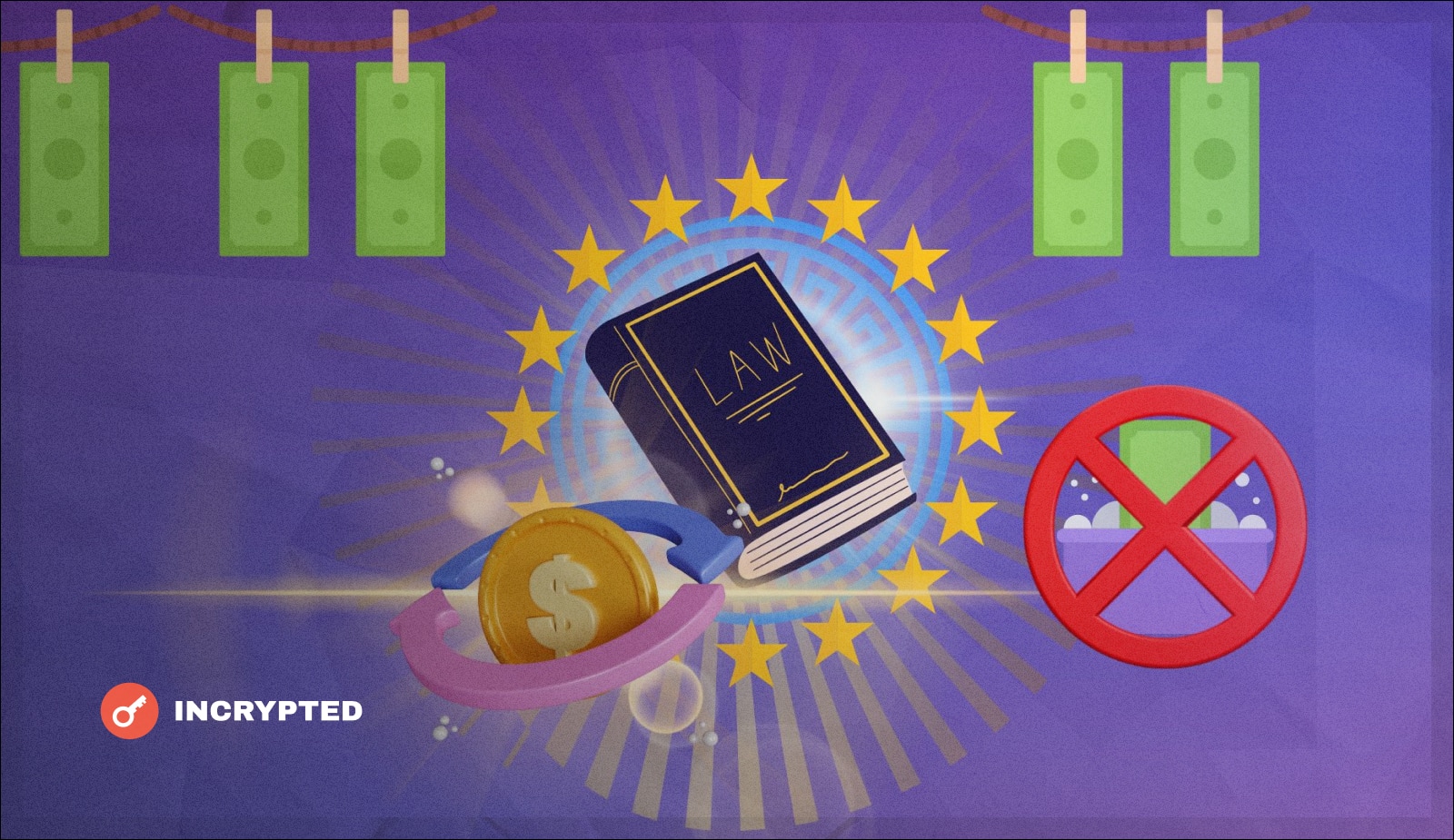 В ЕС ввели новые правила по контролю за крипто-транзакциями в целях борьбы с отмыванием денег. Заглавный коллаж новости.