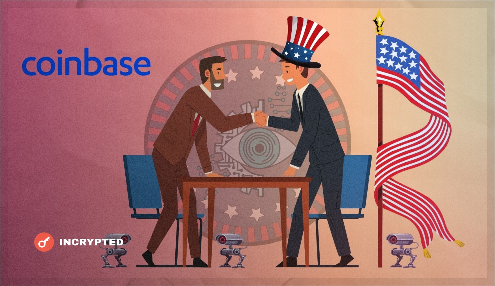 Coinbase продала США программу слежки за клиентами. Заглавный коллаж новости.