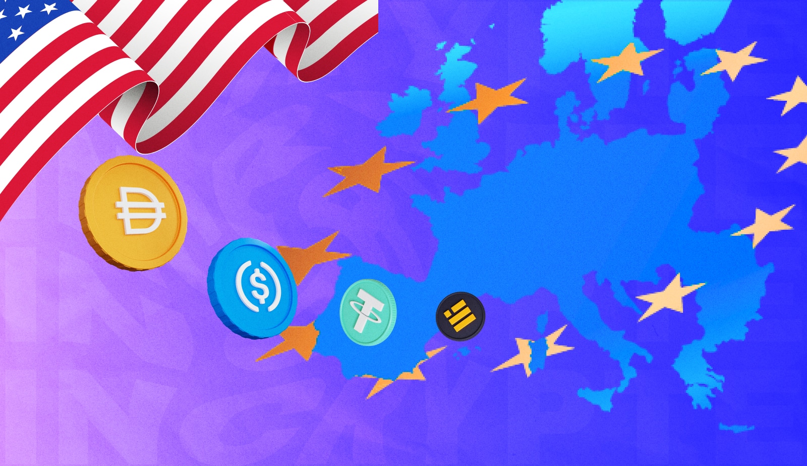 ЕС и США провели совместный форум на тему регулирования криптовалют. Заглавный коллаж новости.