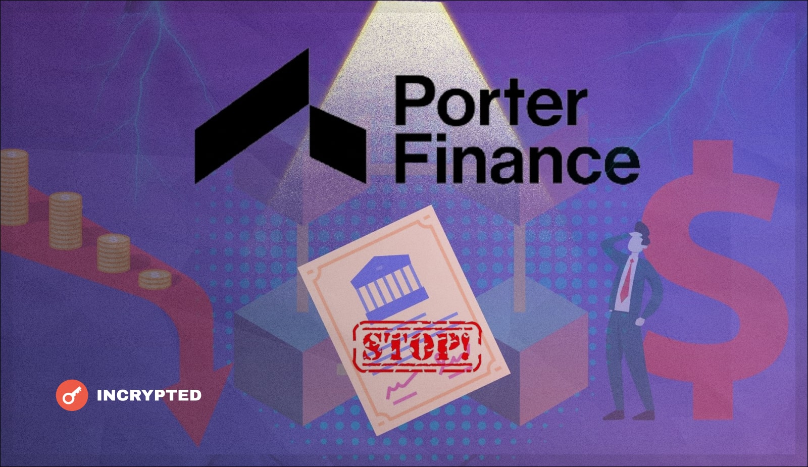 Криптокредитор Porter Finance остановил свою площадку по выпуску облигаций. Заглавный коллаж новости.
