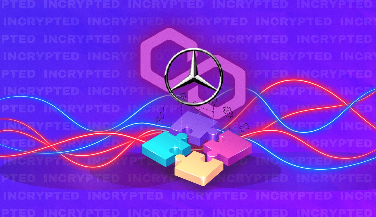 Mercedes Benz выбрал блокчейн Polygon для сервиса обмена данными. Заглавный коллаж новости.