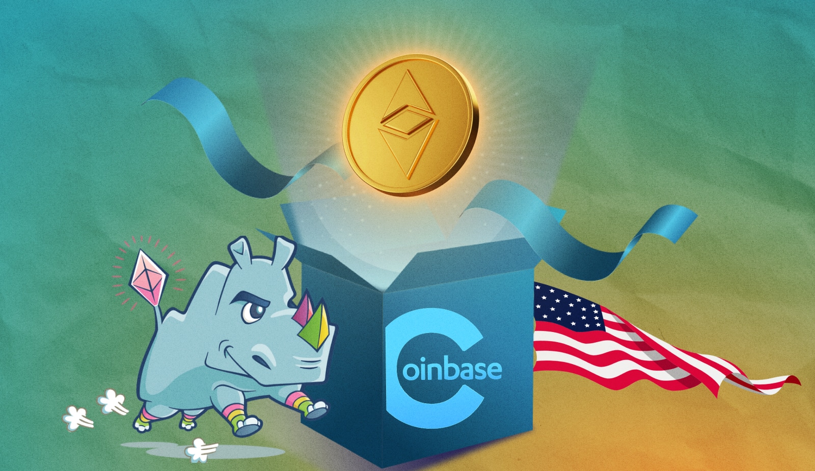 Coinbase предложили американским компаниям стейкинг ЕТН. Заглавный коллаж новости.