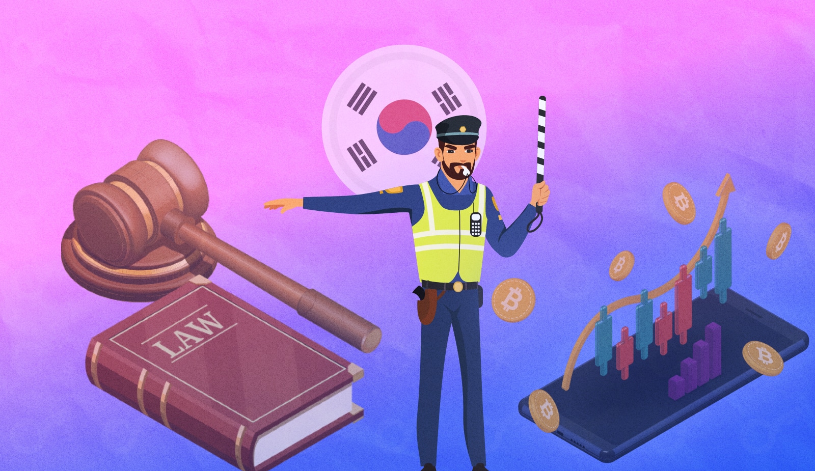 В Южной Корее сразу 16 бирж обвиняют в незаконной торговле. Заглавный коллаж новости.