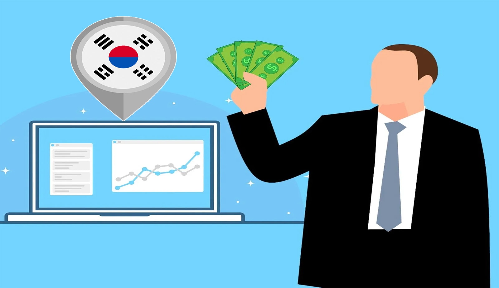 Семь южнокорейских брокеров готовят к запуску криптовалютные биржи. Заглавный коллаж новости.