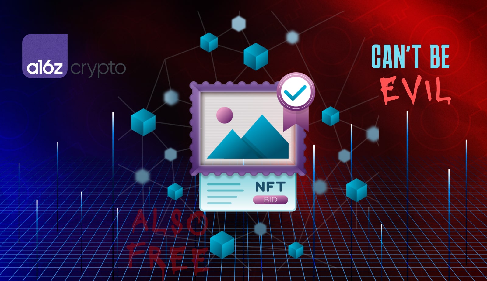 A16z Crypto запускает бесплатную платформу лицензирования NFT. Заглавный коллаж новости.