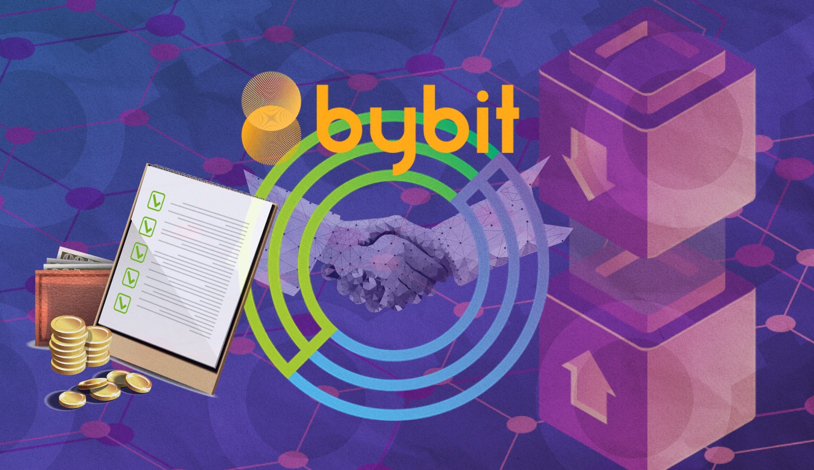 Bybit стал партнером Circle и запустит спотовые пары с USDC. Заглавный коллаж новости.