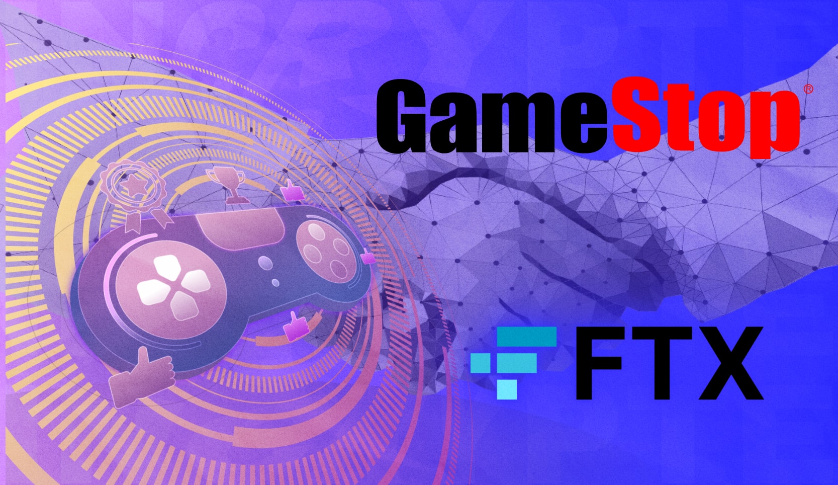GameStop анонсировала партнерство с FTX. Заглавный коллаж новости.