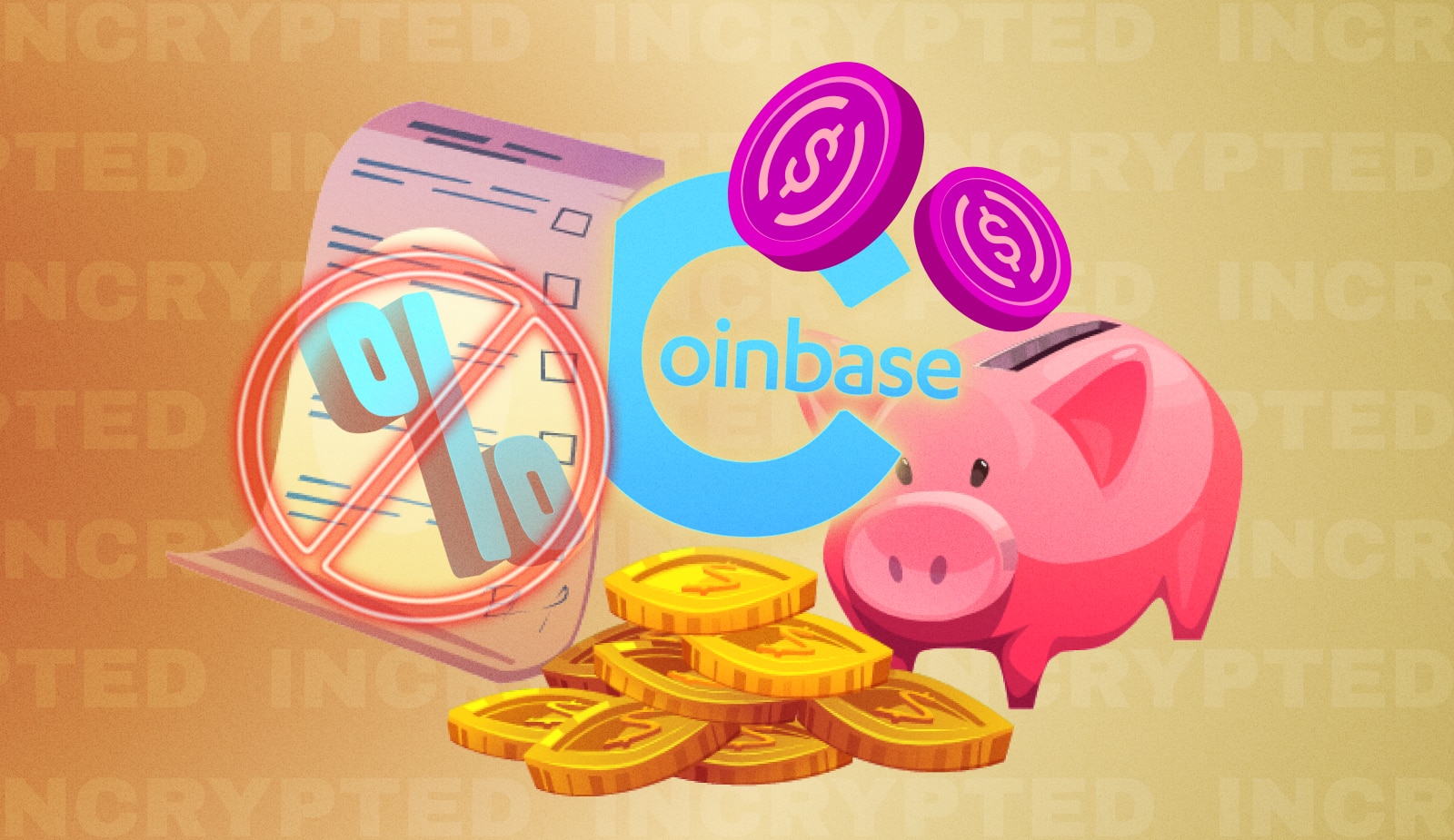 Coinbase скасовує комісію під час купівлі та продажу USDC за будь-яку валюту крім USD. Головний колаж новини.