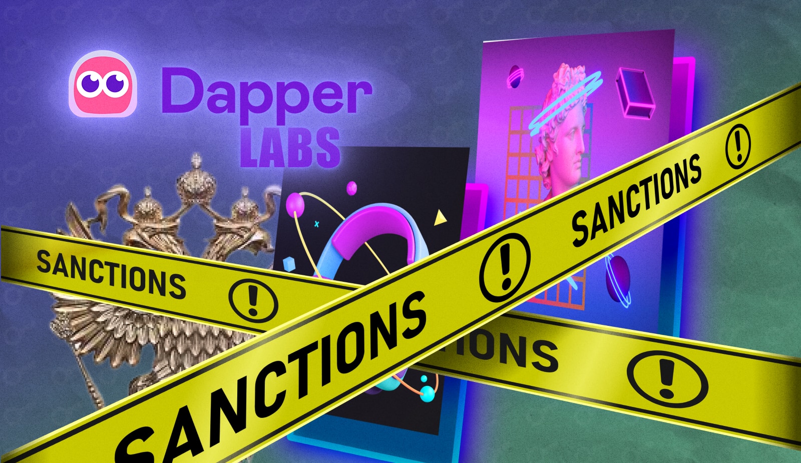 Dapper Labs прекращает работу с клиентами из РФ. Заглавный коллаж новости.