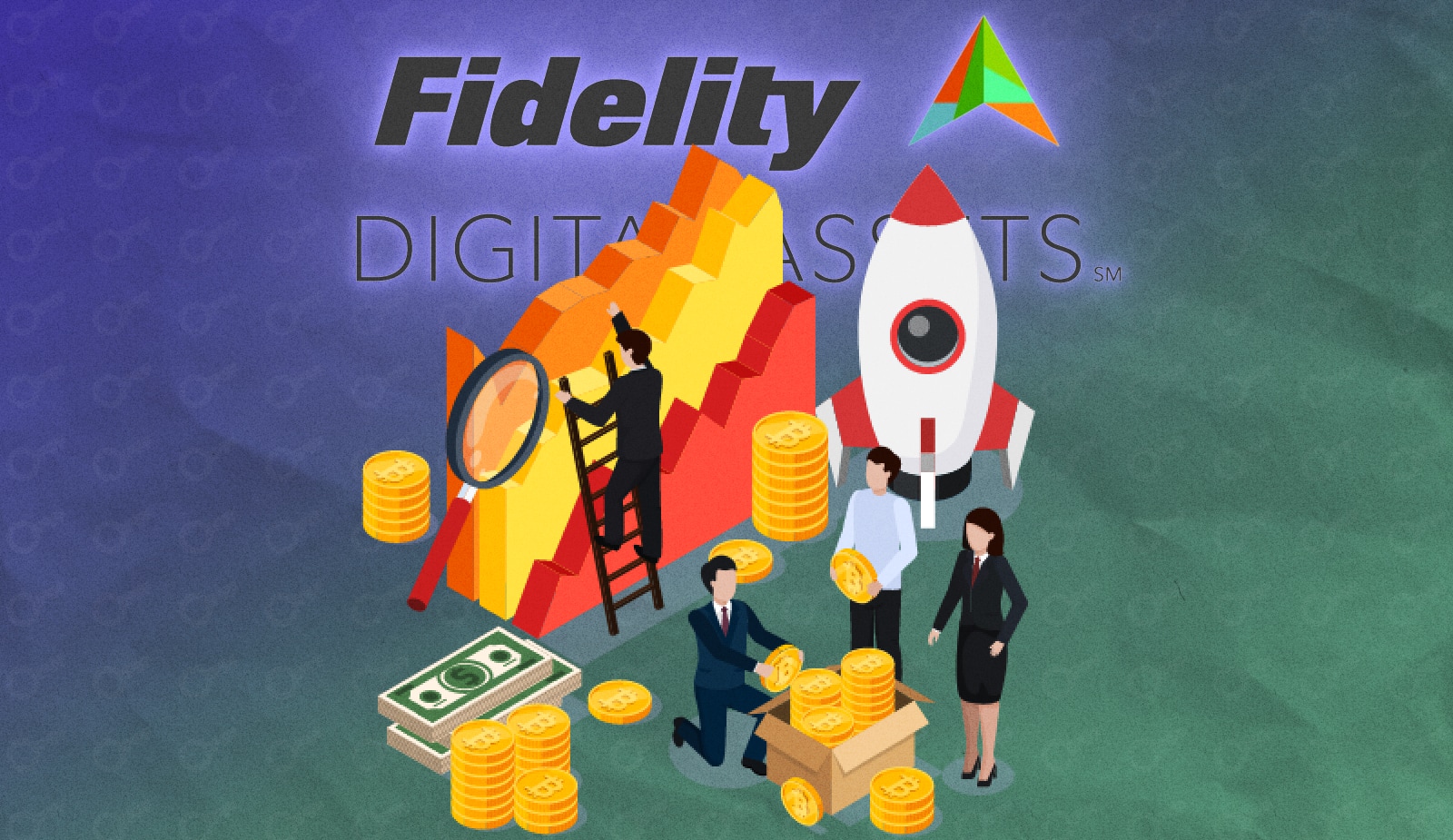 Fidelity увеличила штат криптовалютного подразделения на 25%. Заглавный коллаж новости.