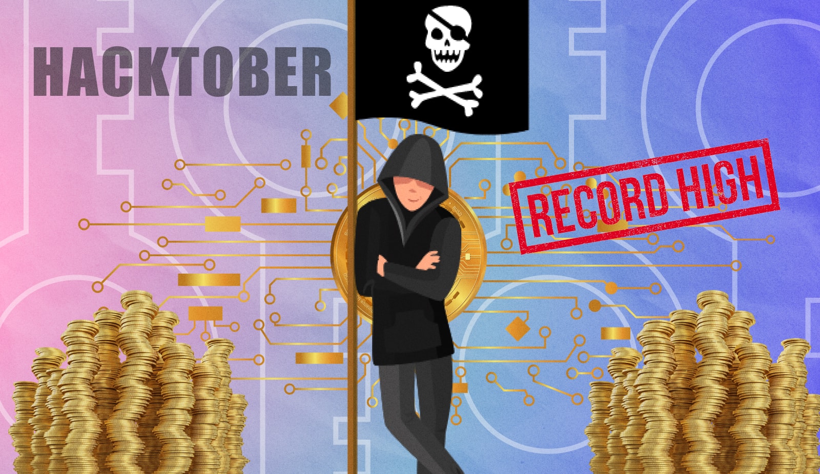 Не October, а Hacktober: за 12 дней крипто-взломы побили все рекорды. Заглавный коллаж новости.