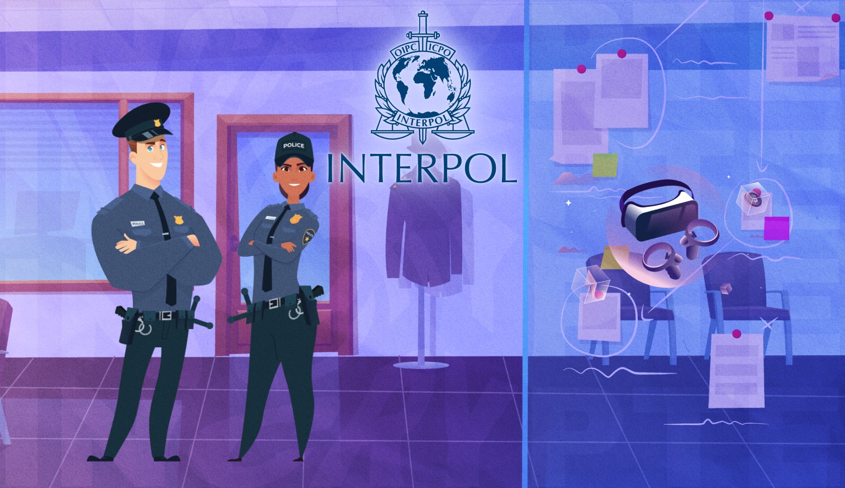 Інтерпол відкрив перший глобальний поліцейський Метавсесвіт. Головний колаж новини.