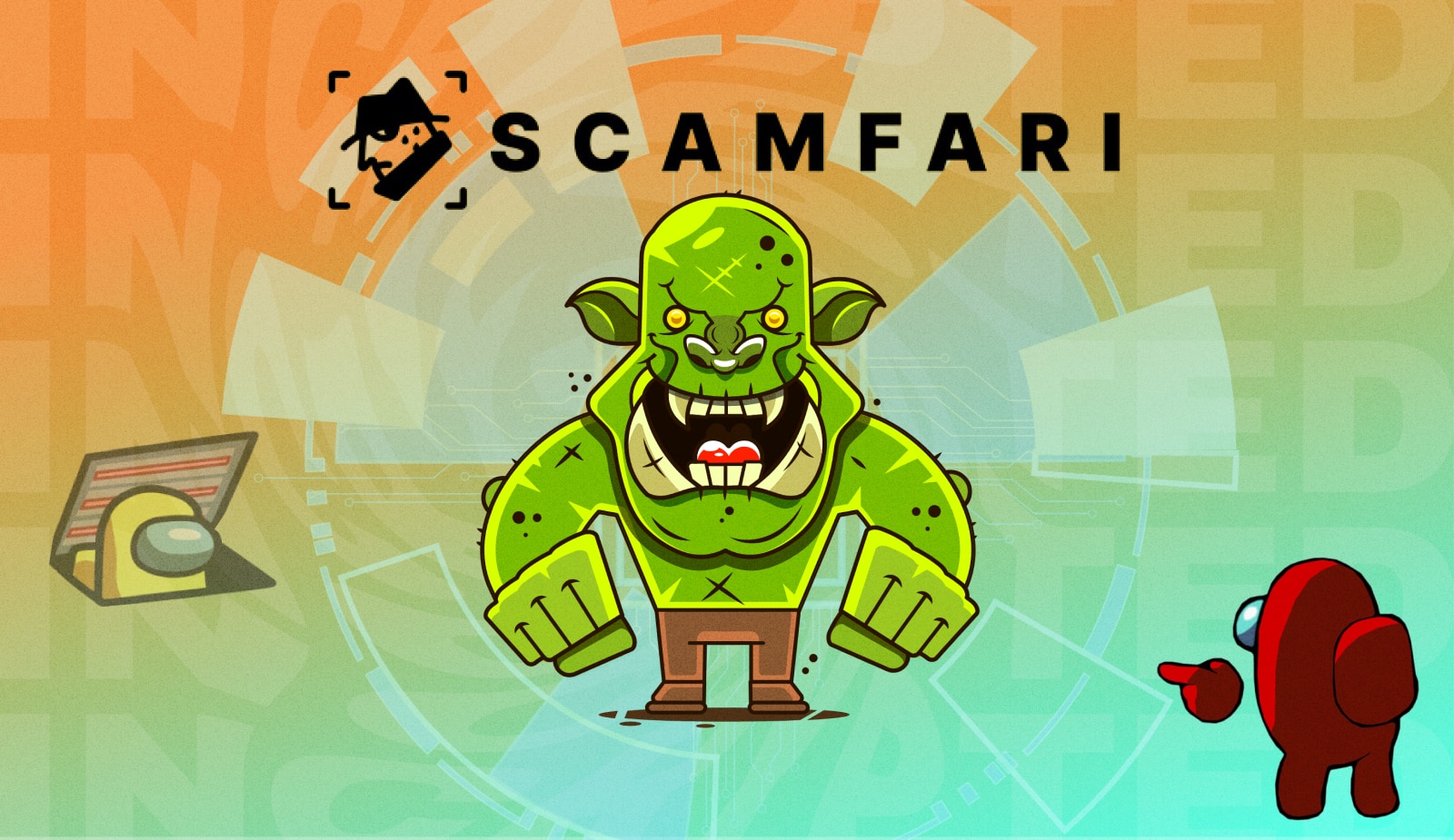 Сдай крипто-орка, получи деньги. В интернете запустили сервис Scamfari. Заглавный коллаж новости.