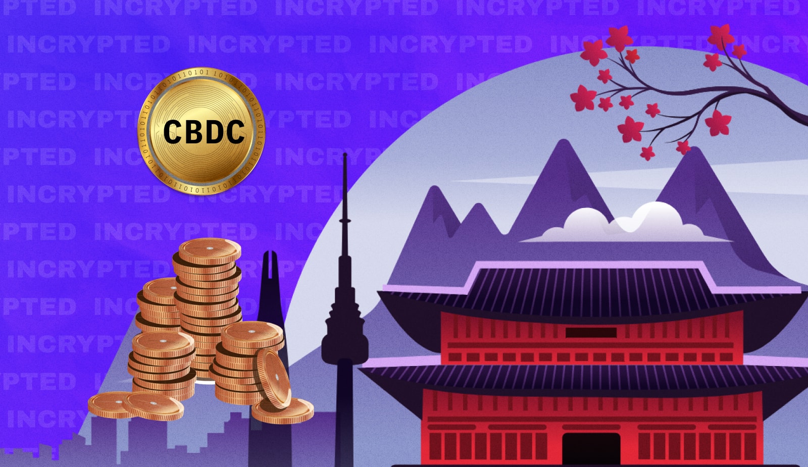 Центробанк Кореи завершил тест проекта по внедрению CBDC. Заглавный коллаж новости.