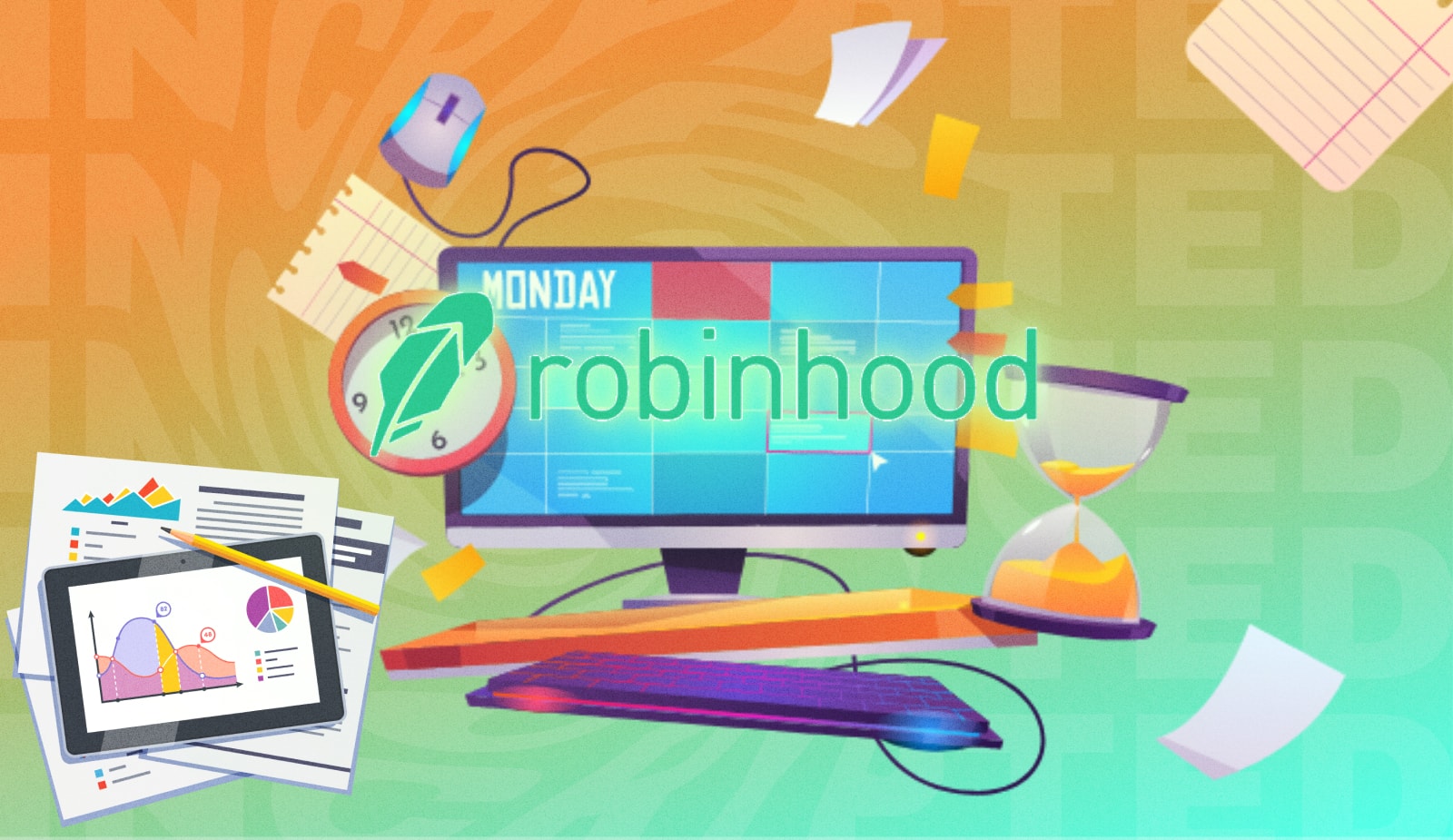 Квартальный отчет Robinhood: меньше пользователей, но и меньше убытков. Заглавный коллаж новости.