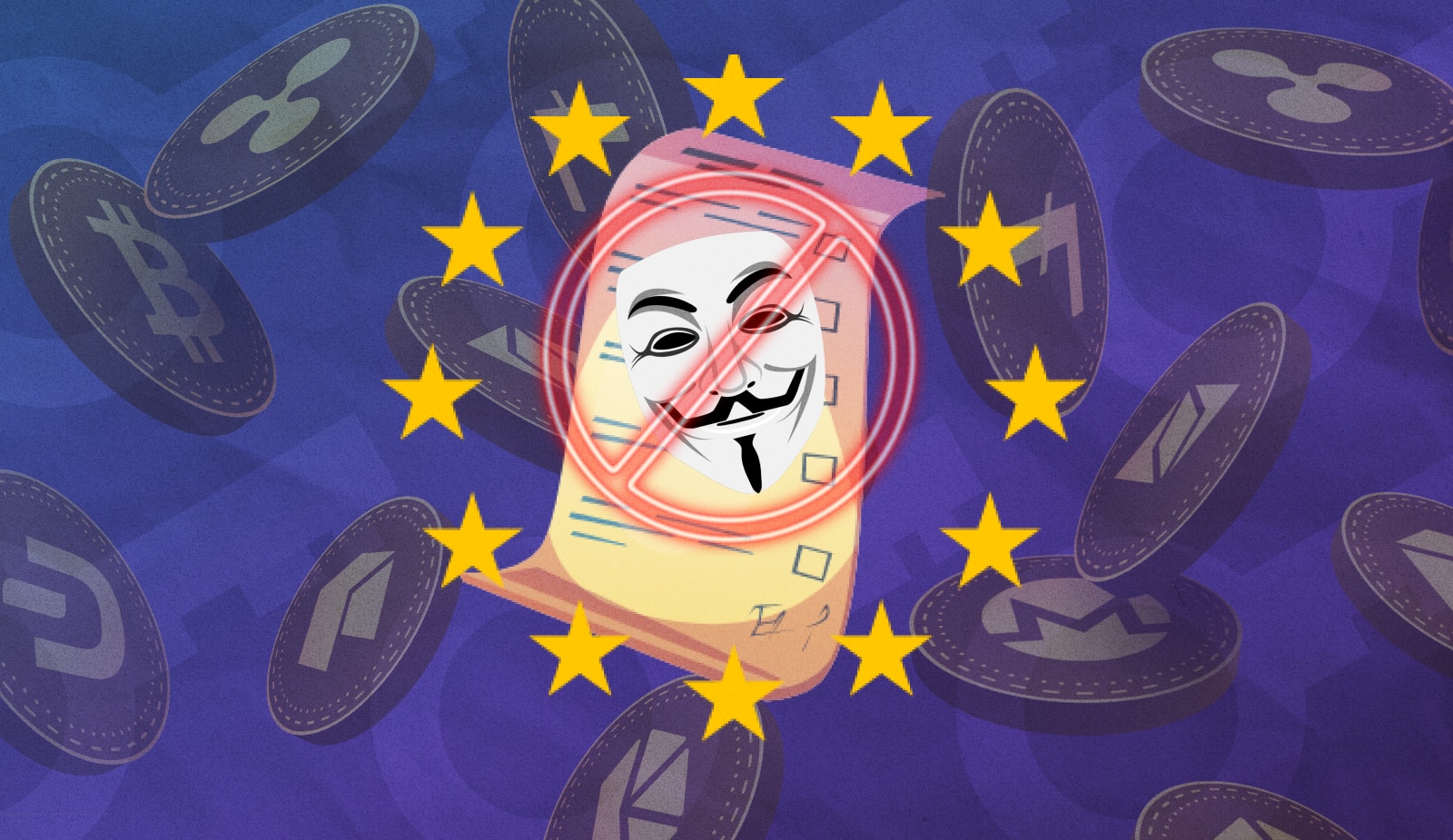 ЕС может запретить анонимные криптовалюты. Заглавный коллаж новости.