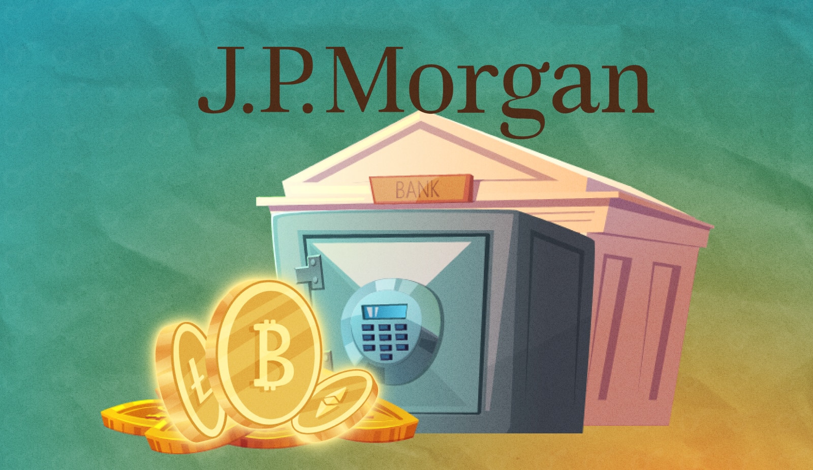 JP Morgan официально зарегистрировал криптовалютную торговую марку кошелька. Заглавный коллаж новости.