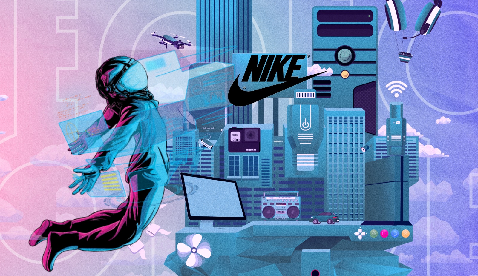 Nike запускает платформу для Web3. Заглавный коллаж новости.