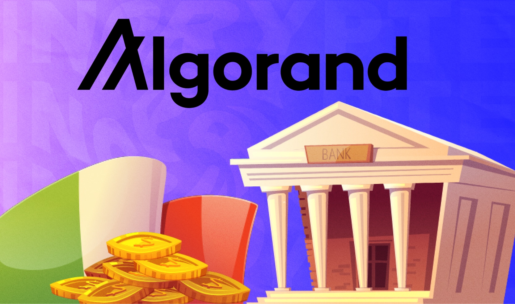Algorand поддержит банковские и страховые рынки в Италии. Заглавный коллаж новости.