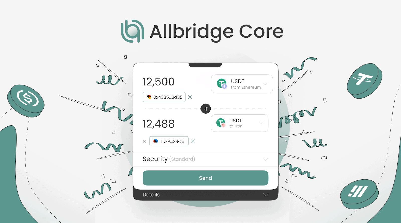 Подробный обзор Allbridge Core: как использовать мост для межсетевых транзакций. Заглавный коллаж статьи.