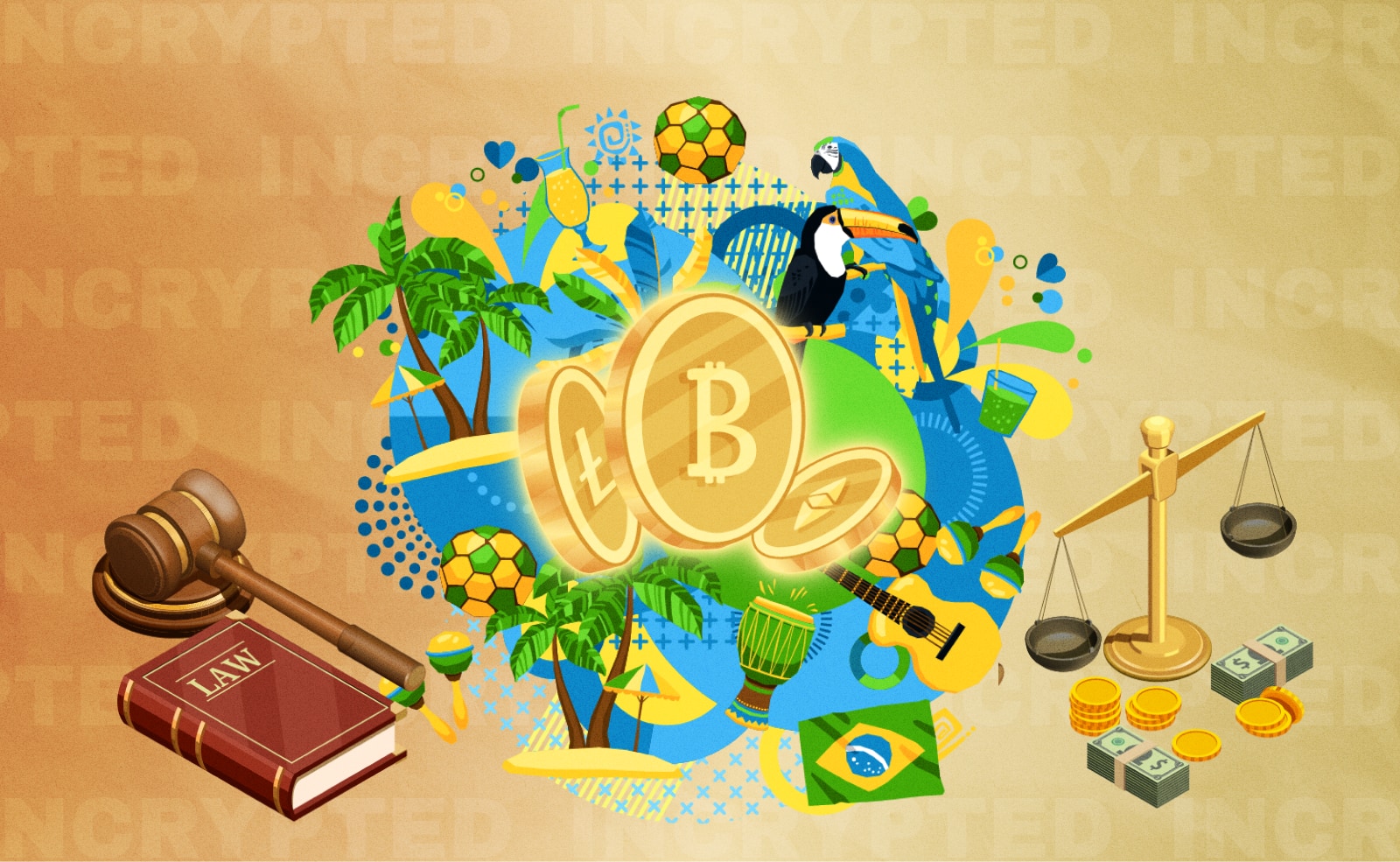Бразилия приняла закон о рынке крипто-услуг. Заглавный коллаж новости.