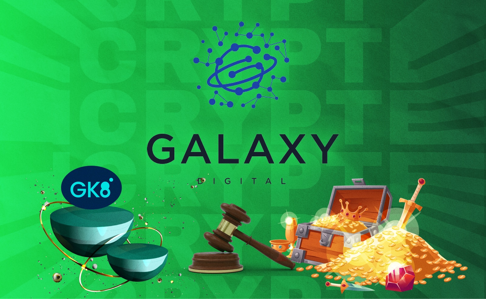 Galaxy Digital выкупила у Celsius платформу GK8. Заглавный коллаж новости.