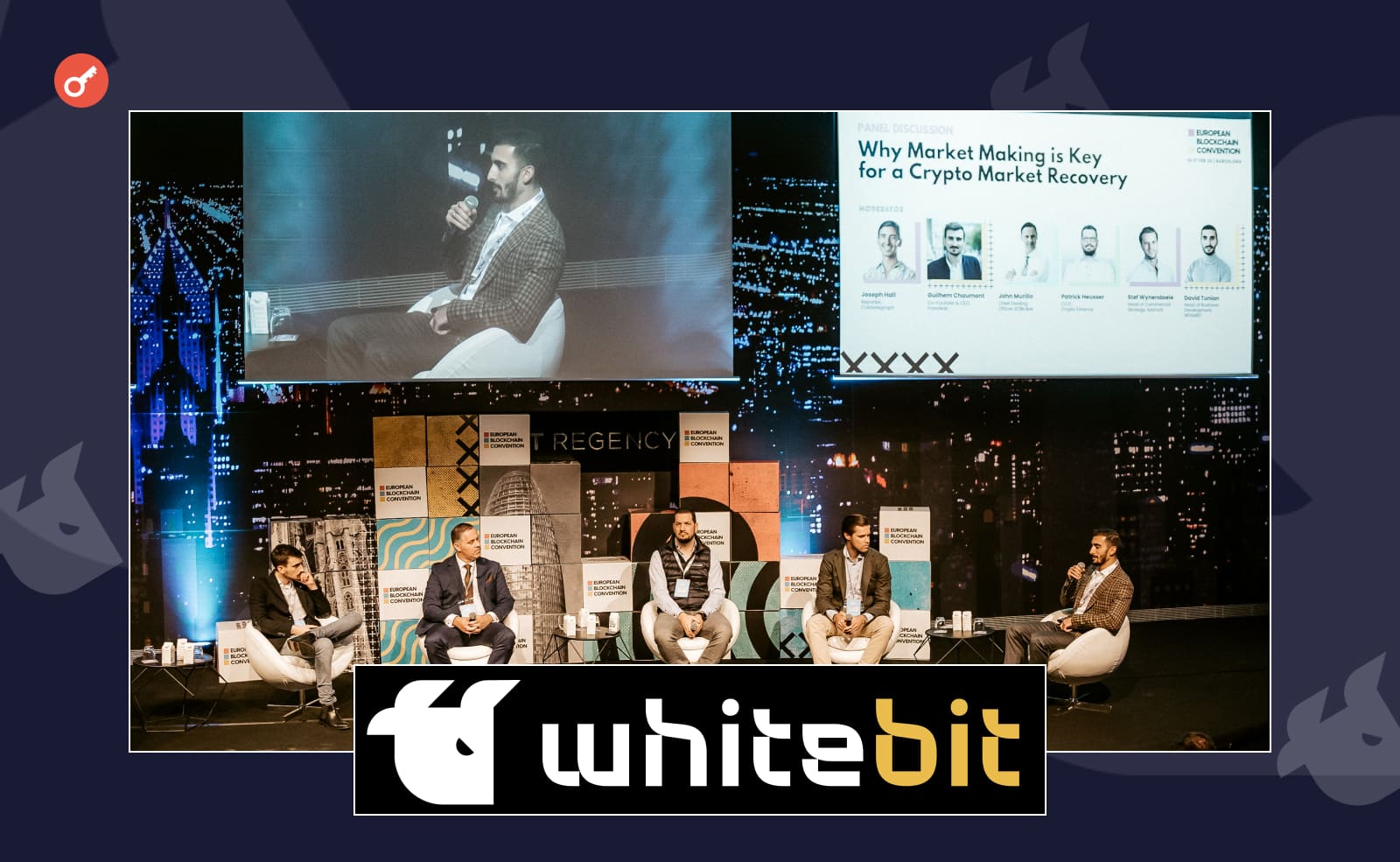 «Маркетмейкинг — это ключ к восстановлению крипторынка» WhiteBIT поделилась экспертным опытом на European Blockchain Convention. Заглавный коллаж новости.