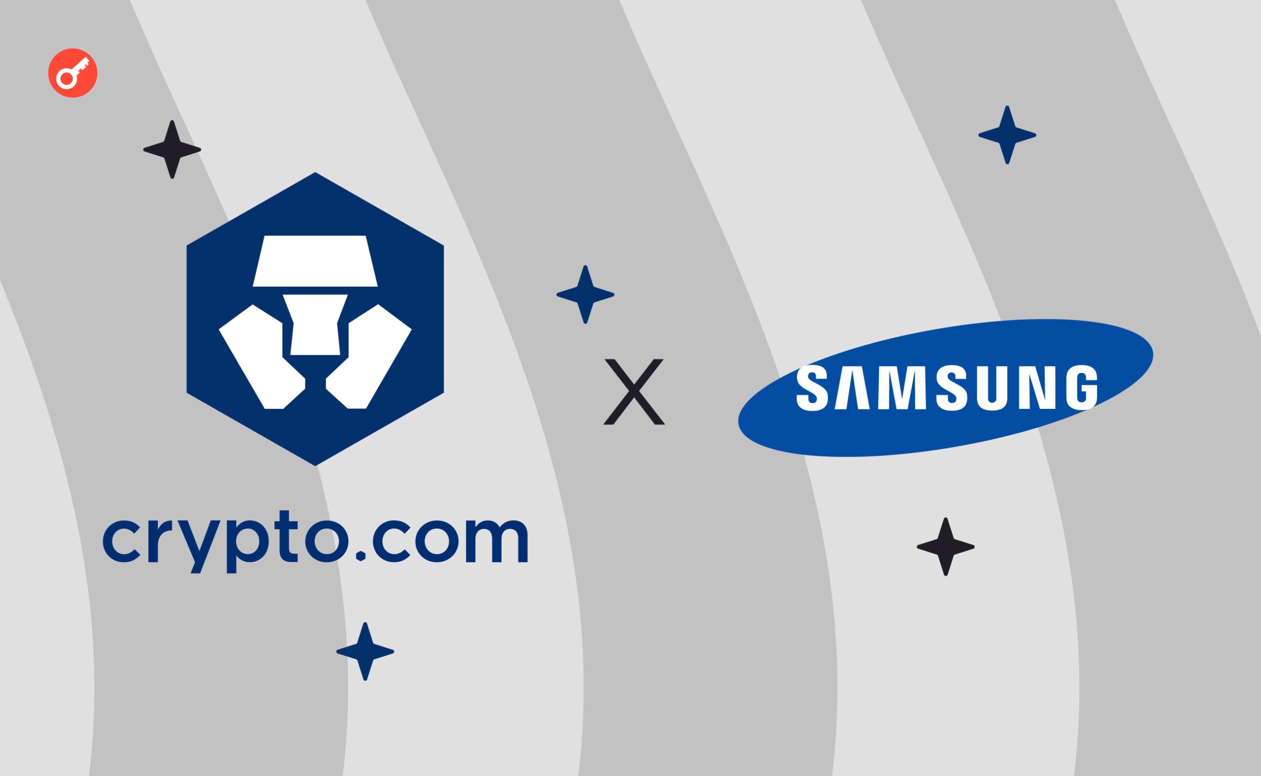 Crypto.com объявляет о партнерстве с Samsung. Заглавный коллаж новости.