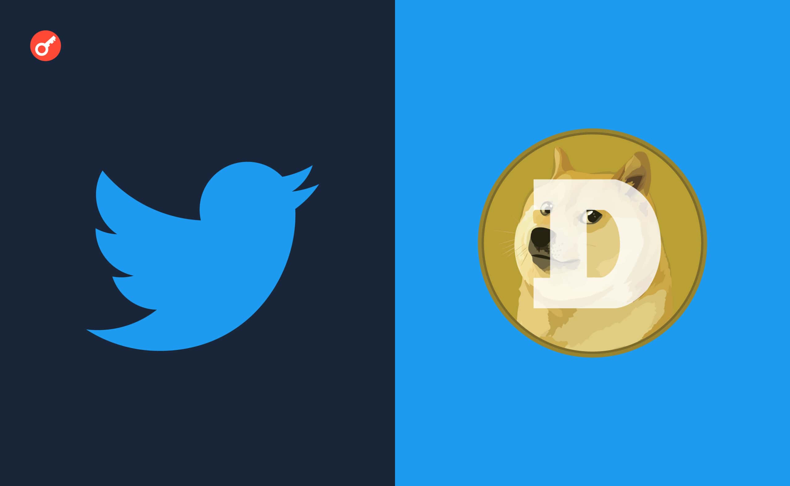Twitter повернув свій логотип, dogecoin у відповідь упав. Головний колаж новини.