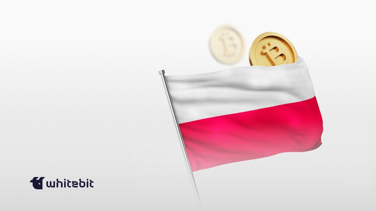 Криптобиржа WhiteBIT выходит на рынок Польши. Заглавный коллаж новости.