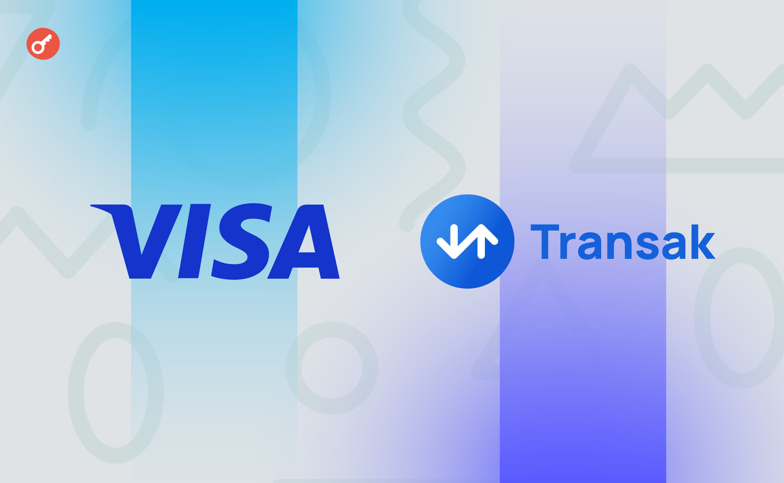 Transak заключила партнерство с Visa для конвертации криптовалют в фиат . Заглавный коллаж новости.