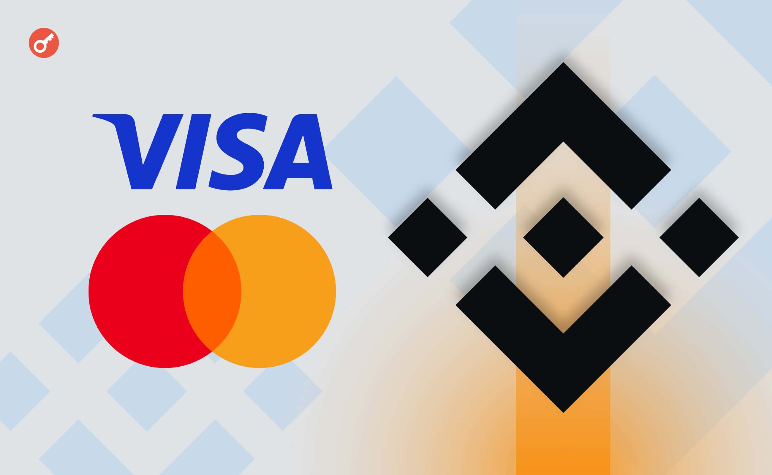 Visa и Mastercard возобновили сотрудничество с Binance. Заглавный коллаж новости.